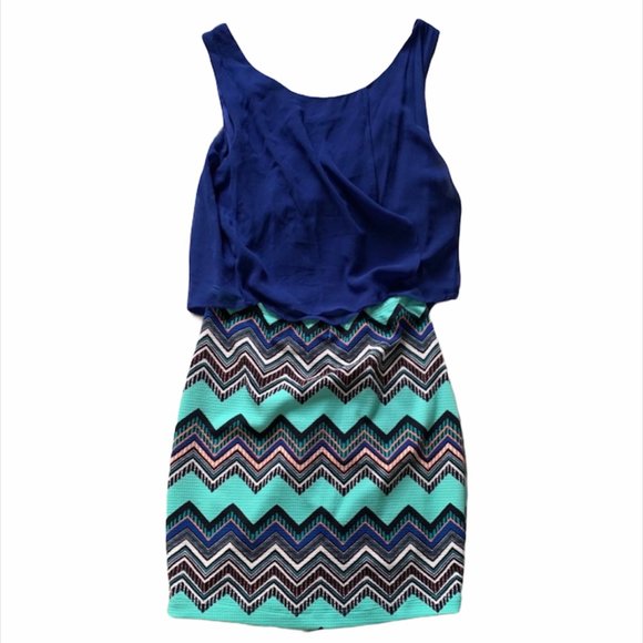 Emerald Sundae Dresses & Skirts - Emerald Sundae Women Cocktail Party Fitted Mini Dress Blue Green Spandex Medium